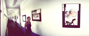 in der parablau Ausstellung mit der Künstlerin (Panorama Aufgenommen mit einer Horizont 202)
